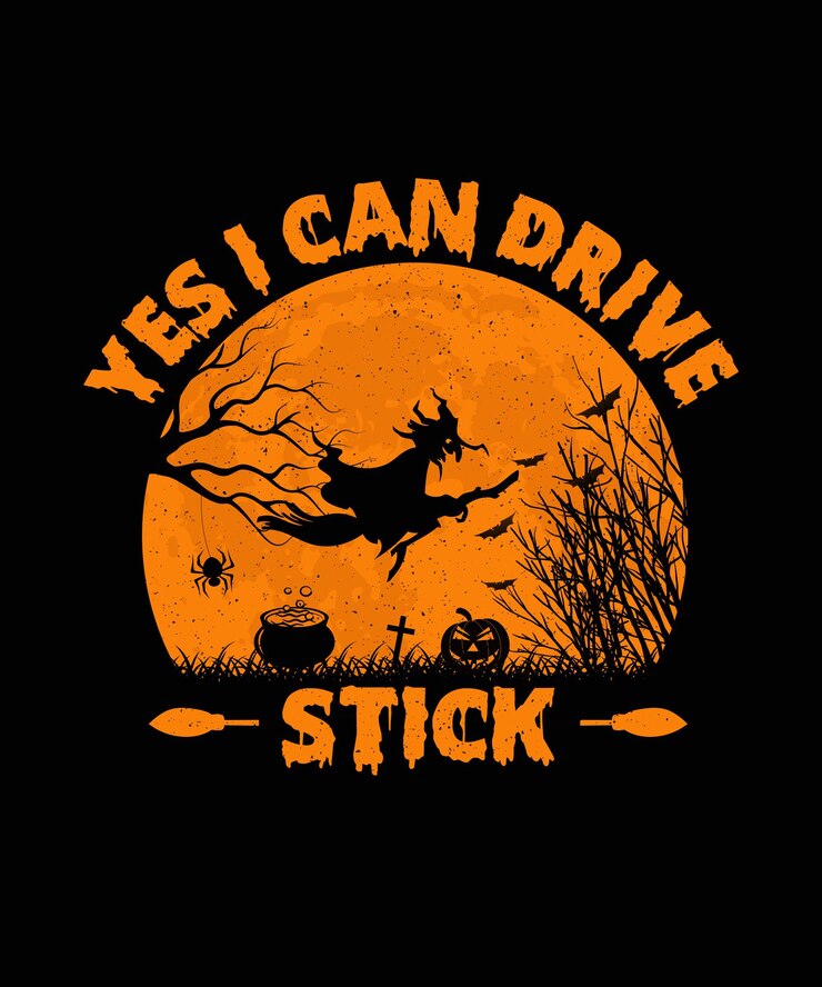 Vector yes i can drive stick halloween t shirt design