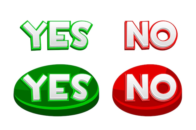 Yes or no buttons, icons for ui games.