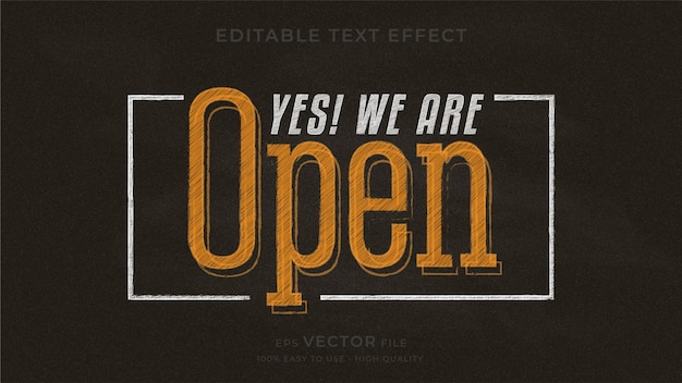 yes! we are open. typography chalkboard editable text effect
