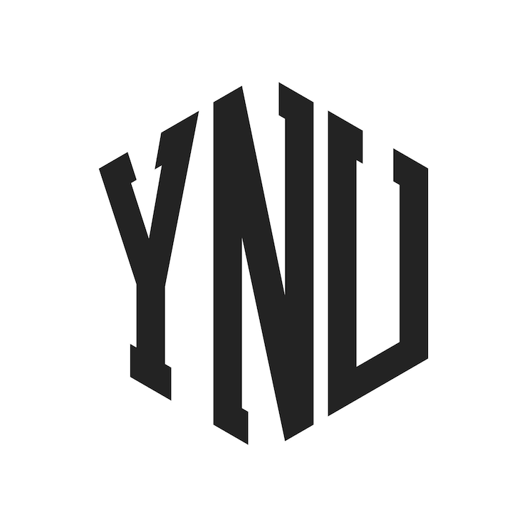 Vector ynu logo design initial letter ynu monogram logo using hexagon shape