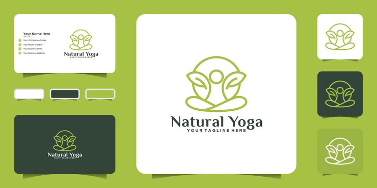 Yoga design logo inspiration in simple line style and business card inspiration