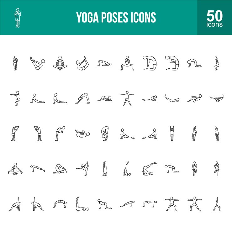 Yoga Poses Icon Set