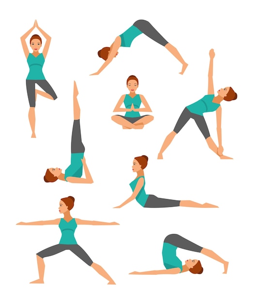 Yoga Set Vector illustration flat style