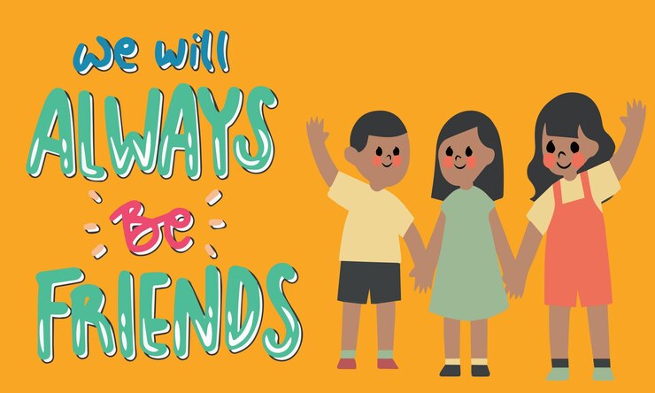 Vector you will always be my friends with a group of women friends illustration you will always be