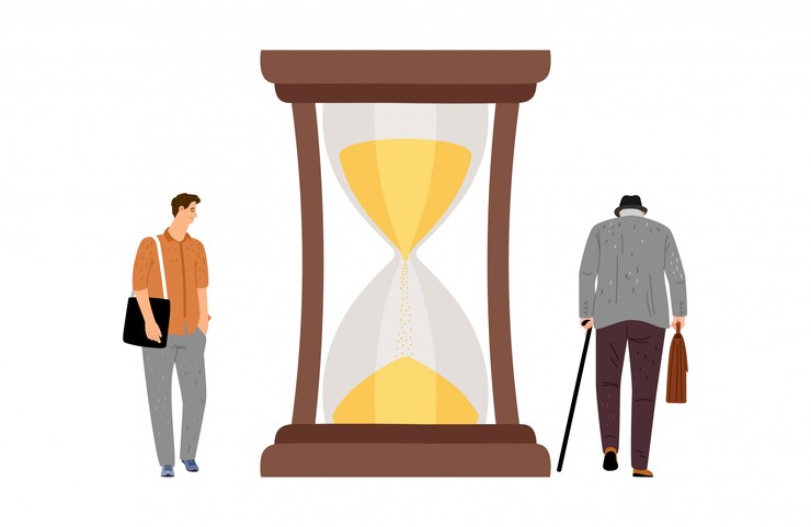 Vector young and elderly man lifetime