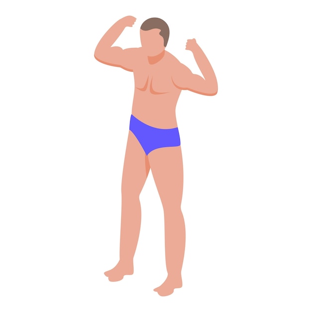 Young boy bodybuilding icon Isometric of young boy bodybuilding vector icon for web design isolated on white background