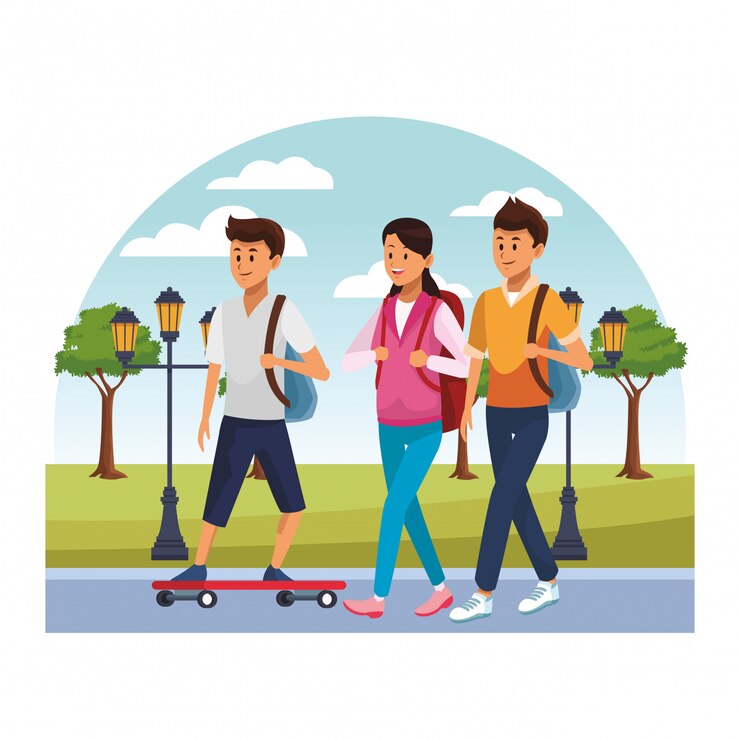 Vector young city people cartoon