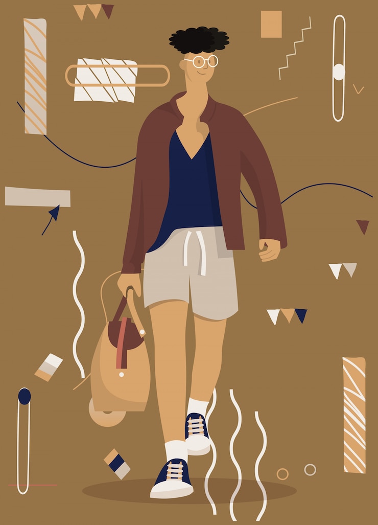 Vector young male models walking