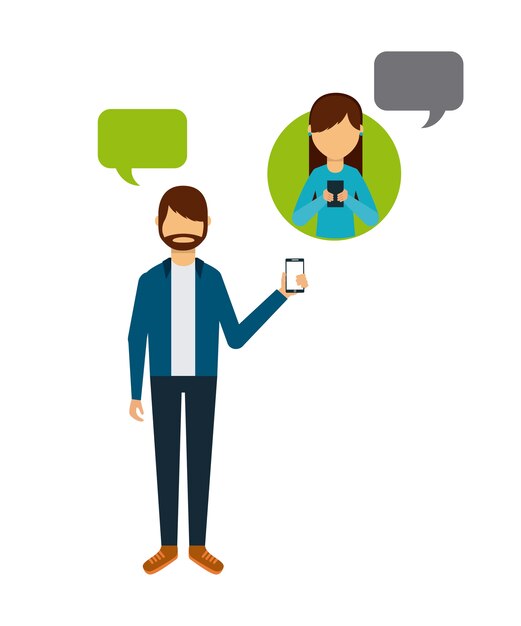 young man and woman using a smartphone 