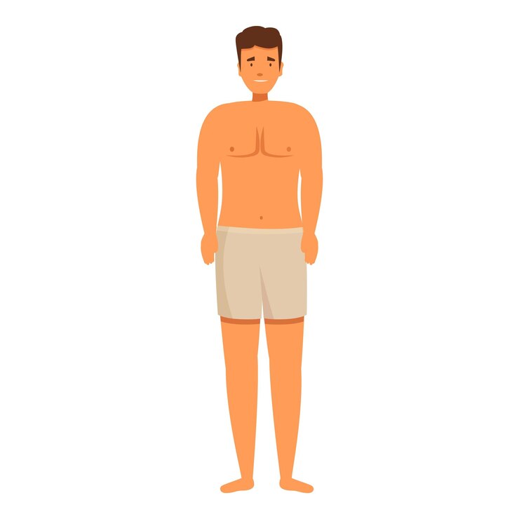 Vector young man is standing and smiling in his underwear