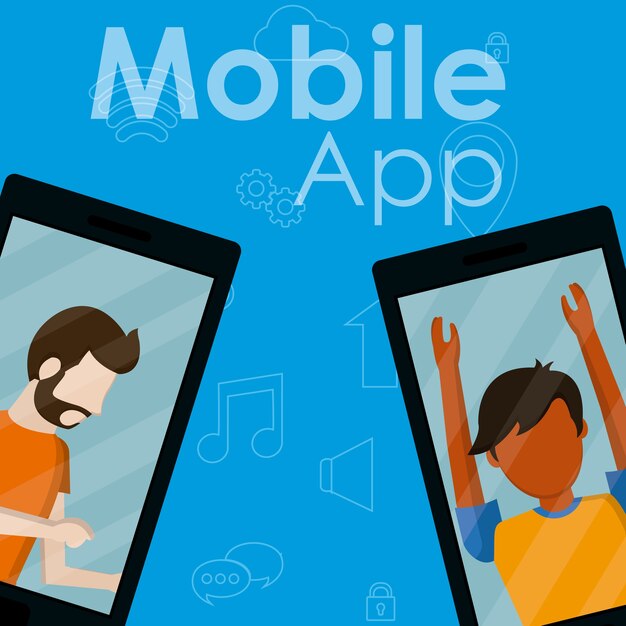 Young mens using smartphones mobile apps 