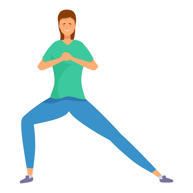 Young woman doing lunges stretching legs exercising in the gym