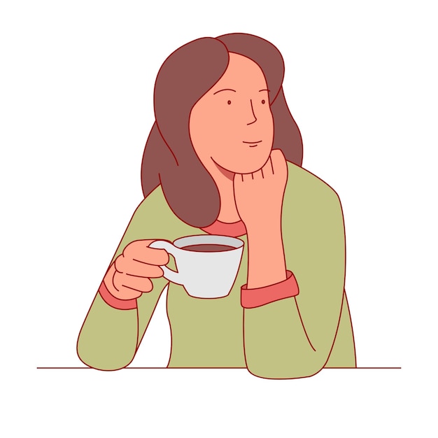Young woman enjoying a cup of coffee concept