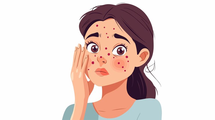 Young Woman with Skin Problem Scratching Her Arm