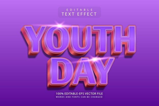 Youth day editable text effect 3 dimension emboss modern style