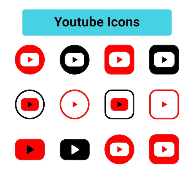 youtube icon set isolated on transparent background Social media icon