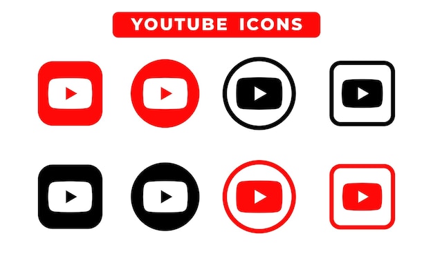 Youtube icon symbol social media logo vector Illustration set