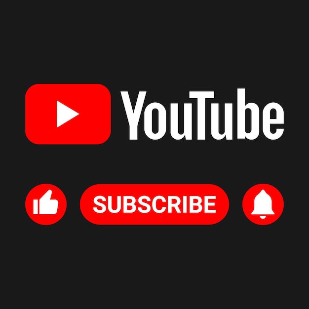 Youtube subscription button with bell icon for notification with transparent background