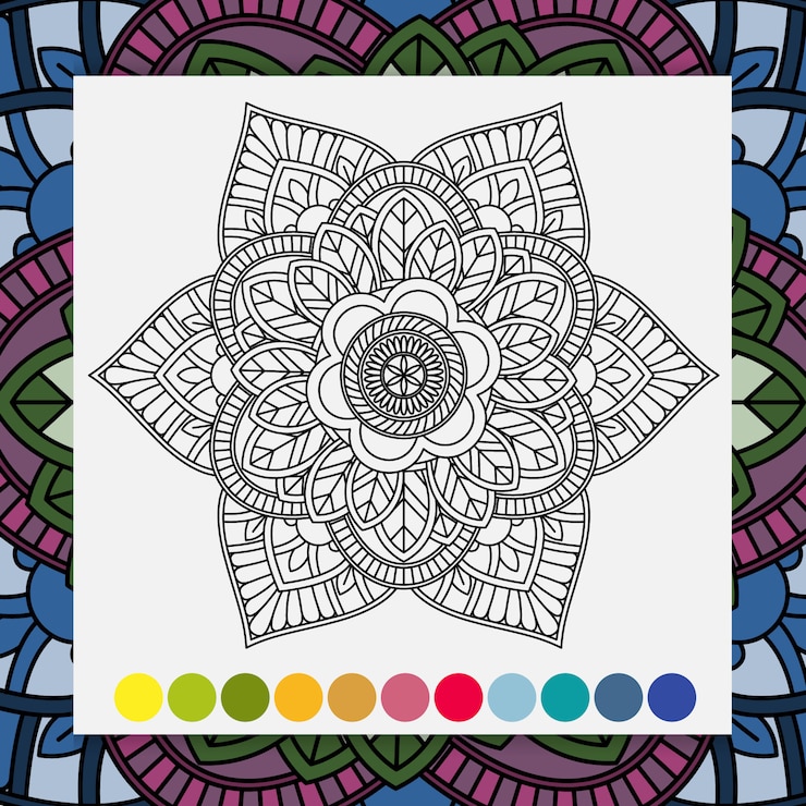 Vector zentangle mandala for adults relaxing coloring book.