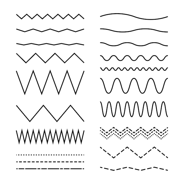 zig zag and wavy line set