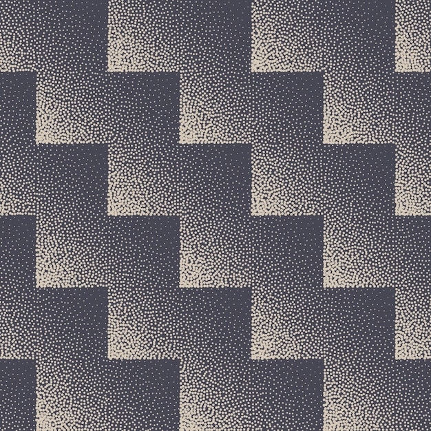 Zigzag Seamless Pattern Stippled Geometric Abstract Background. Hand Drawn Tileable Aesthetic Texture Dotted Zig Zag Grunge Repetitive Wallpaper. Halftone Particles Retro Art Illustration