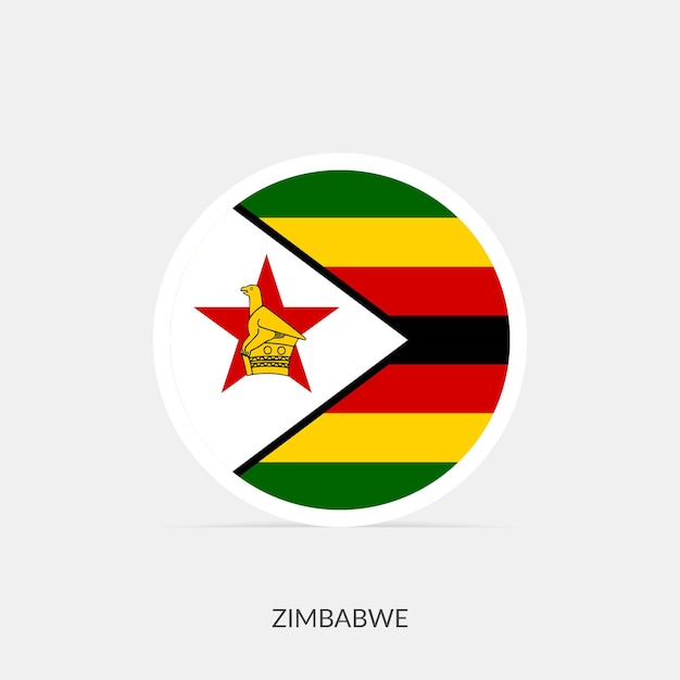 Zimbabwe round flag icon with shadow