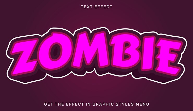 Vector zombie editable text effect in 3d style
