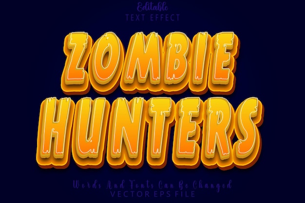 zombie hunters editable text effect emboss cartoon style