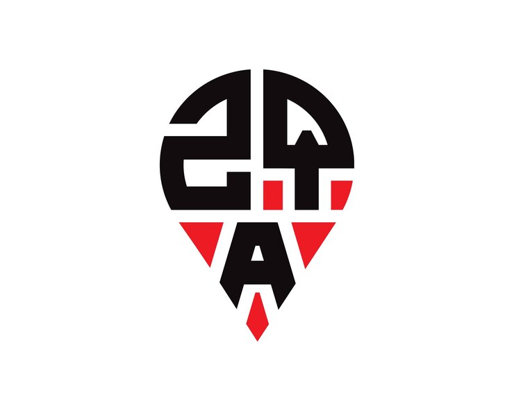 Vector zqa letter location shape logo design