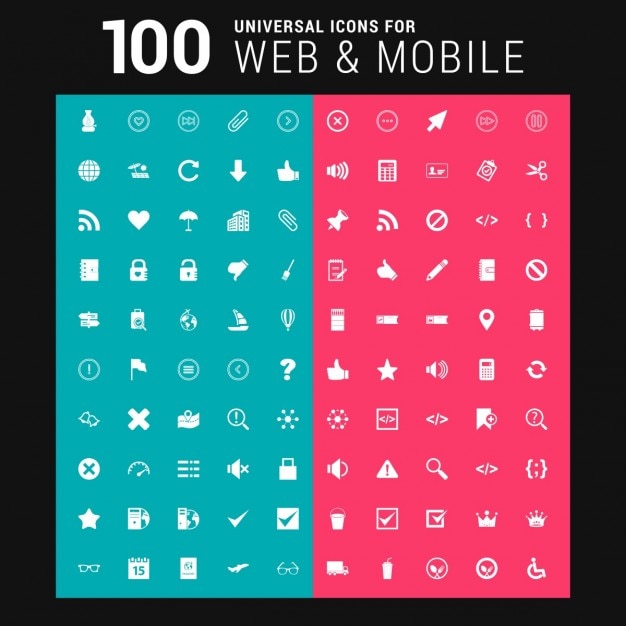 100 Universal-Icon Set für Web und Mobile