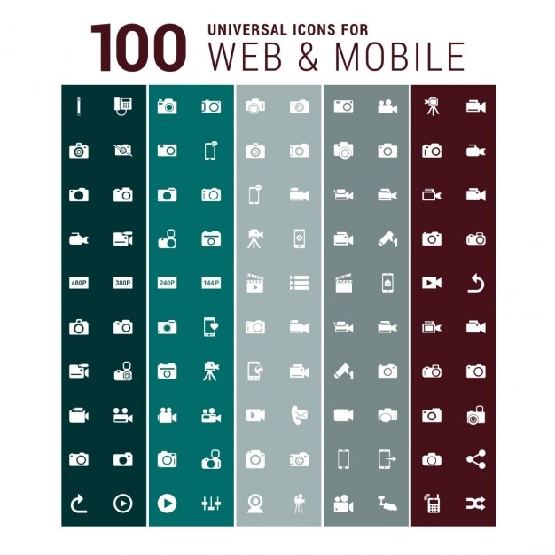 Kostenloser Vektor 100 web- und mobile-icons