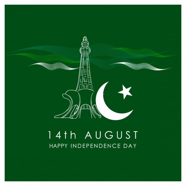 Kostenloser Vektor 14. august minar-e-pakistan mit mond-vorlage