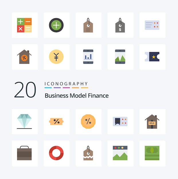 20 finance flat color icon pack wie millionen fallprozent verkauftes haus