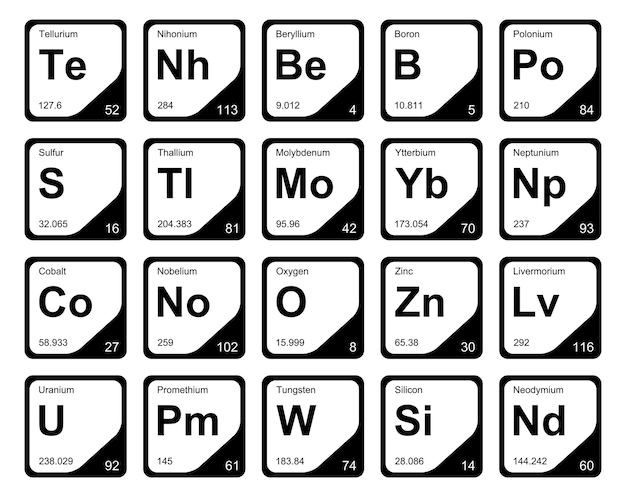 Kostenloser Vektor 20 präiodentafel der elemente icon pack design vector illustration