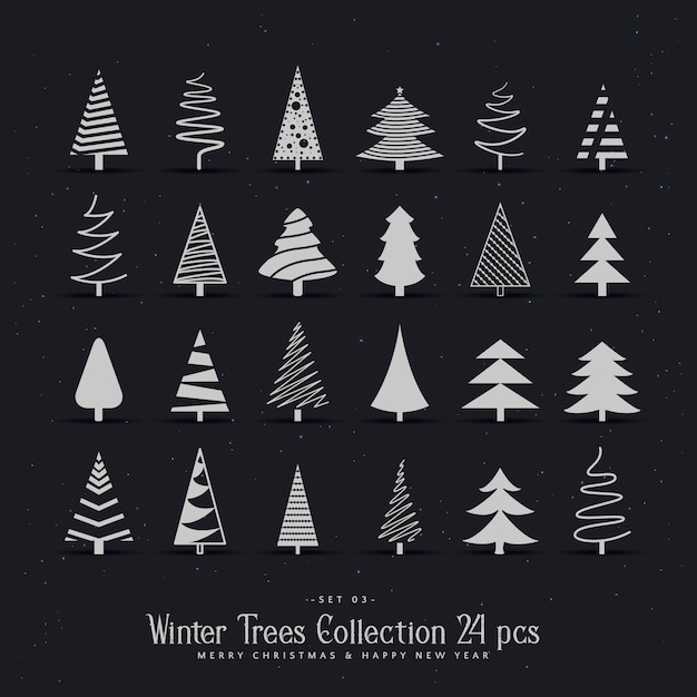 20 verschiedene weihnachtsbaum design-set