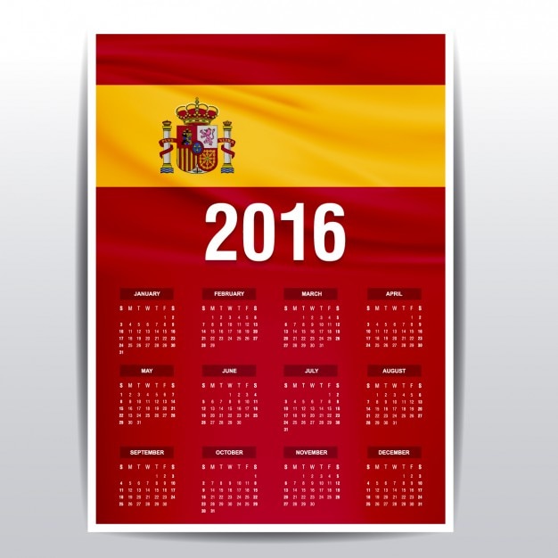 Kostenloser Vektor 2016 kalender von spanien