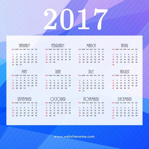 2017 kalender-design mit blauen abstrakten formen