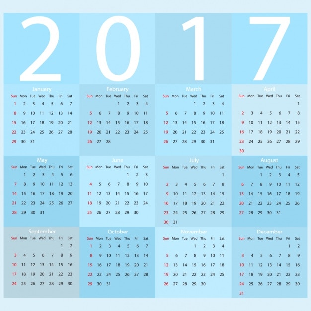 Kostenloser Vektor 2017 kalender-design