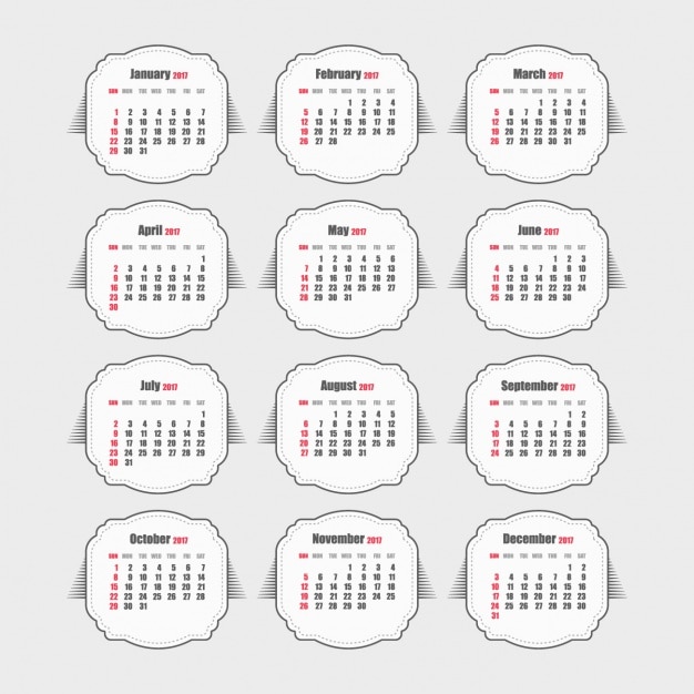 Kostenloser Vektor 2017 kalender-design