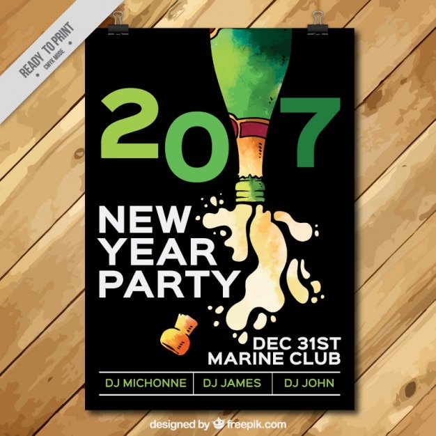 Kostenloser Vektor 2017 neues jahr-party-plakat