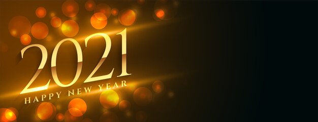 2021 Frohes Neues Jahr goldenes Banner mit Textraum