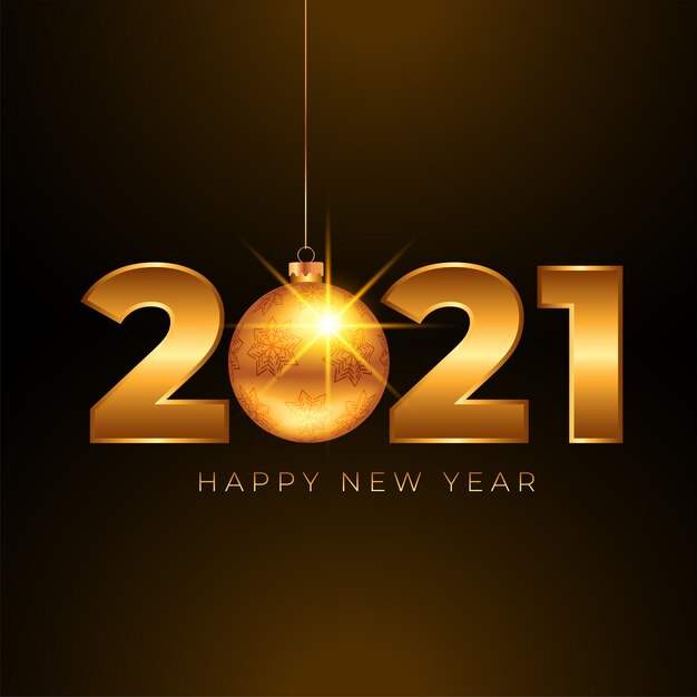 2021 goldenes frohes neues Jahr Hintergrund mit Weihnachtsball