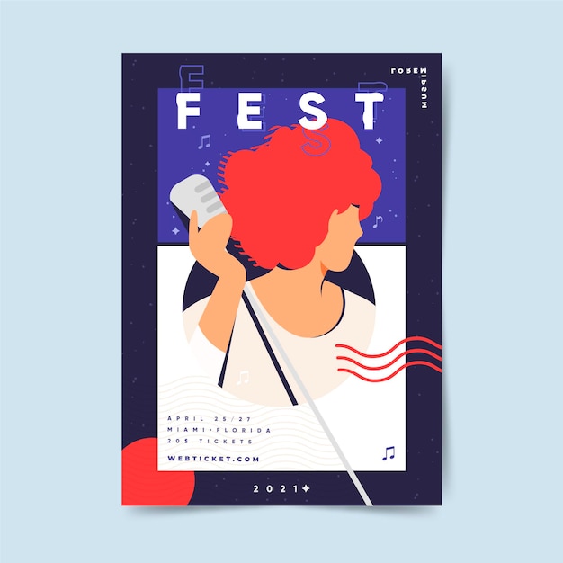 Kostenloser Vektor 2021 illustriertes musikfestivalplakat