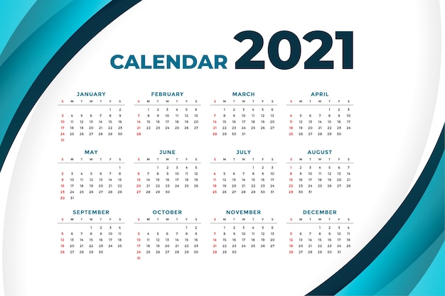 2021 moderner kalender mit kurvenform
