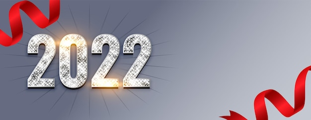 2022 glänzendes neujahrsbanner mit bändern