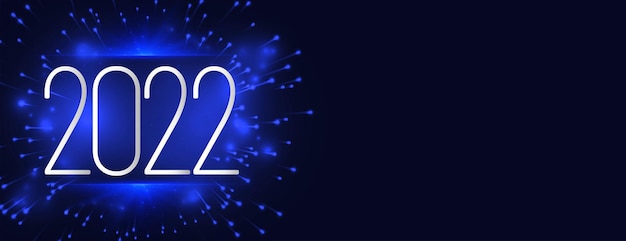 2022 silbernes Textbanner mit blauem Feuerwerk und Textraum