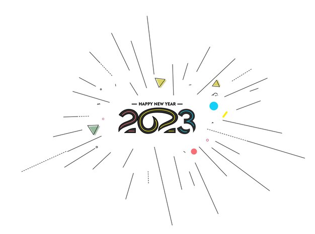 2023 Frohes neues Jahr Text Typografie Design Poster Vorlage Broschüre dekoriert Flyer Banner Design