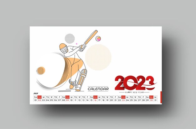 2023 juli kalender happy new year design