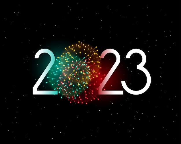Kostenloser Vektor 2023 neujahrsfeierplakat mit buntem feuerwerk