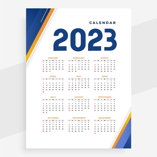 2023 Papierkalenderlayout im druckbaren Stilvektor